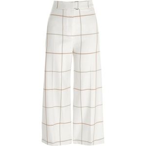 River Island Cream window check belted culottes